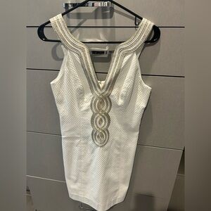 Lilly Pulitzer White and Gold Mini Dress - Size 2